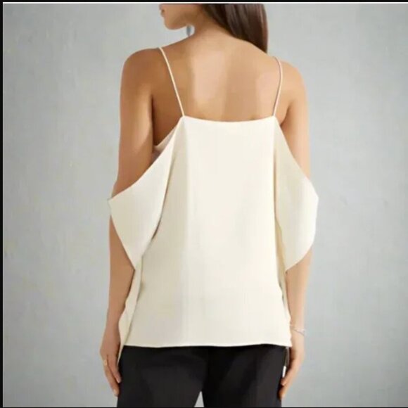Theory Petteri-Rosina Crepe Draped Ivory Top Womens Size Medium Cream White - Picture 10 of 11